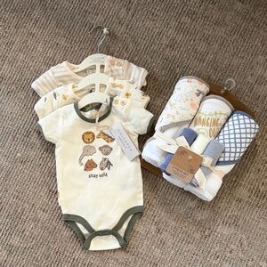 BUNDLE Animal Print Onesie and Blanket Bundle